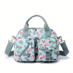 Floral Pattern Crossbody Bag Lightweight Nylon Pockets Purse