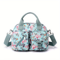 Floral Pattern Crossbody Bag Lightweight Nylon Pockets Purse