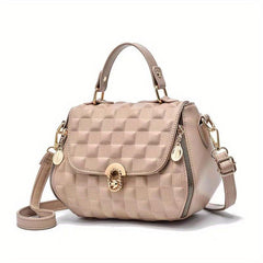Checkered Embossed Handbag For Women Solid Crossbody Bag Purse