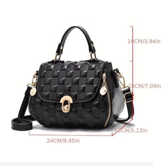 Checkered Embossed Handbag For Women Solid Crossbody Bag Purse