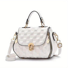 Checkered Embossed Handbag For Women Solid Crossbody Bag Purse