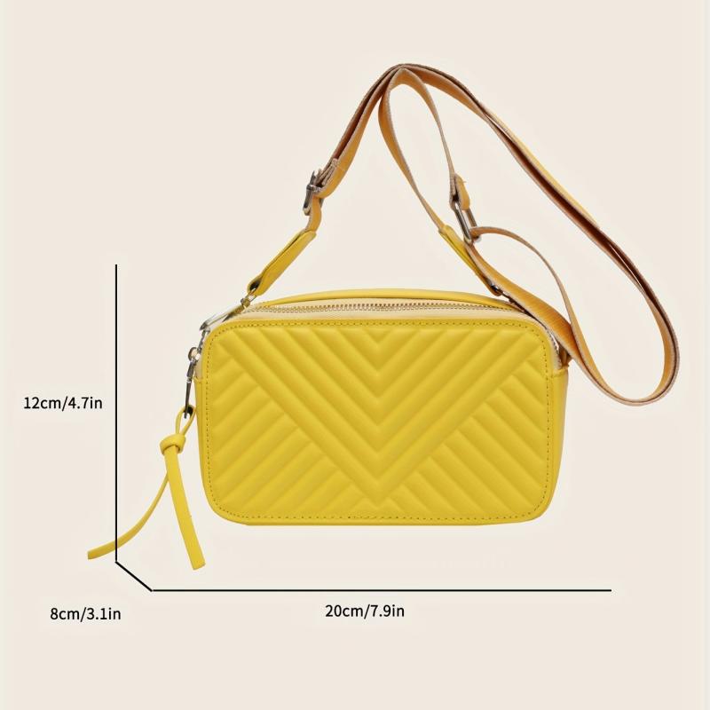 Chevron Quilted Crossbody Bag Candy Shoulder Bag Square Purse