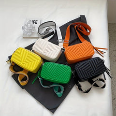 Chevron Quilted Crossbody Bag Candy Shoulder Bag Square Purse