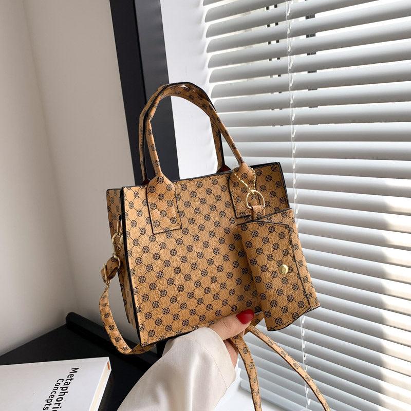 Geometric Print Tote Bag Vintage Crossbody Bag Women's Retro Handbag