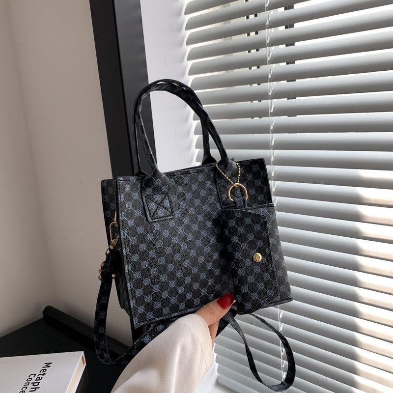 Geometric Print Tote Bag Vintage Crossbody Bag Women's Retro Handbag