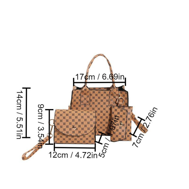 Geometric Print Tote Bag Vintage Crossbody Bag Women's Retro Handbag