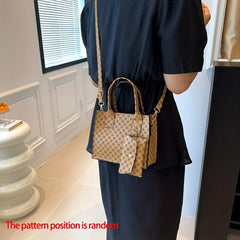 Geometric Print Tote Bag Vintage Crossbody Bag Women's Retro Handbag