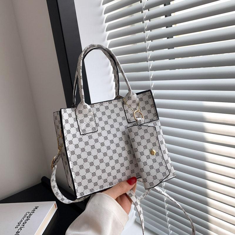 Geometric Print Tote Bag Vintage Crossbody Bag Women's Retro Handbag