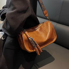 Stylish Faux Leather Crossbody Bag Women's Zipper Shoulder Bag