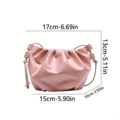 Pleated Zipper Crossbody Bag PU Textured Purse Shoulder Bag