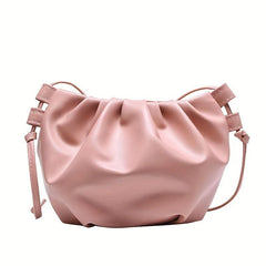 Pleated Zipper Crossbody Bag PU Textured Purse Shoulder Bag