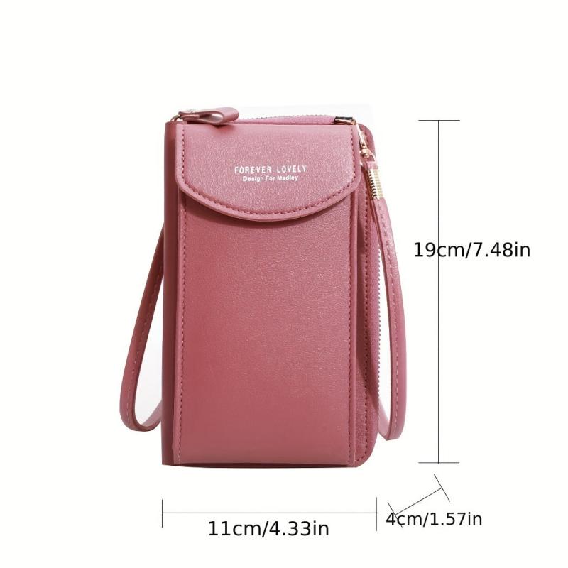 Solid Shoulder Bag Zipper Crossbody Purse Women's