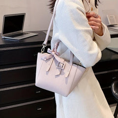 Women's Scarf Decor Crossbody Bag Buckle Satchel Purse