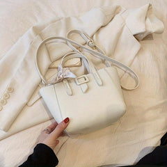 Women's Scarf Decor Crossbody Bag Buckle Satchel Purse