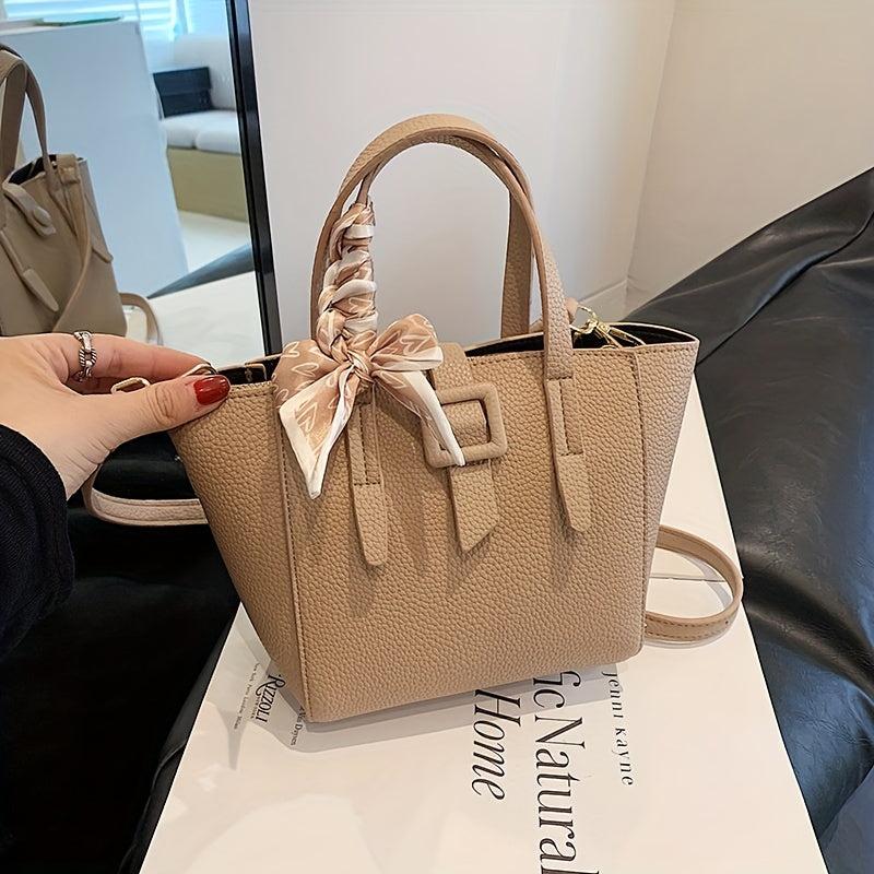 Women's Scarf Decor Crossbody Bag Buckle Satchel Purse