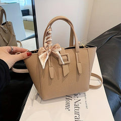 Women's Scarf Decor Crossbody Bag Buckle Satchel Purse