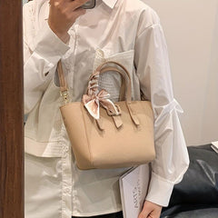 Women's Scarf Decor Crossbody Bag Buckle Satchel Purse