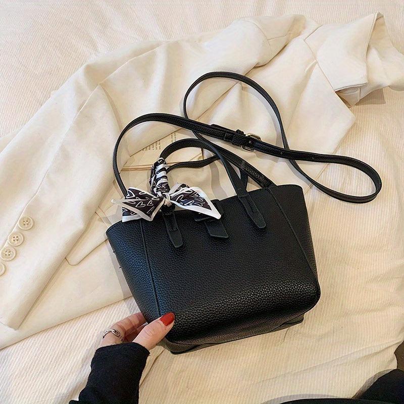 Women's Scarf Decor Crossbody Bag Buckle Satchel Purse