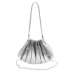 Metallic Ruched Bucket Bag Crossbody Shoulder Purse