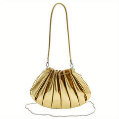 Metallic Ruched Bucket Bag Crossbody Shoulder Purse
