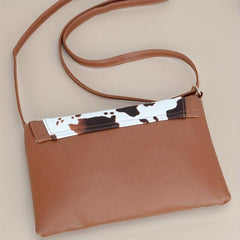 Cow Pattern Envelope Crossbody Bag Lightweight Faux Leather Shoulder Bag