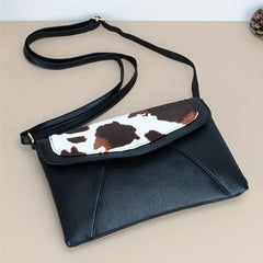 Cow Pattern Envelope Crossbody Bag Lightweight Faux Leather Shoulder Bag