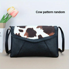 Cow Pattern Envelope Crossbody Bag Lightweight Faux Leather Shoulder Bag