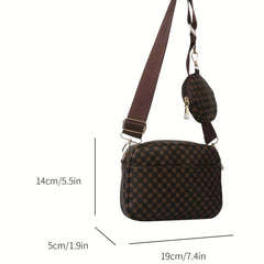 Vintage Geometric Crossbody Bag Retro PU Shoulder Bag