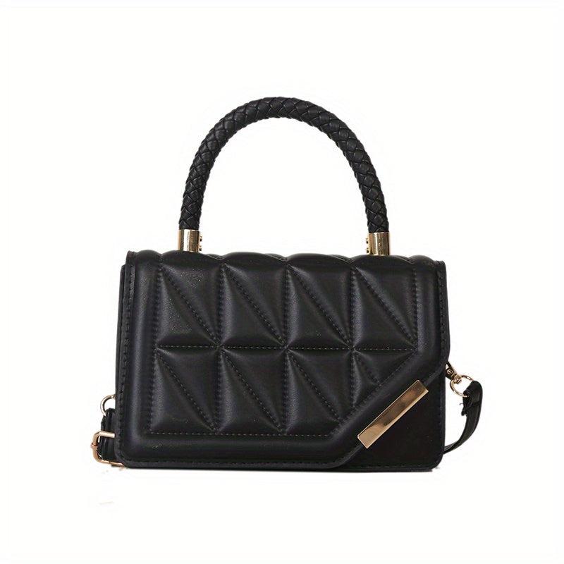 Argyle Quilted Square Handbag Crossbody Bag Top Handle Flap Purse