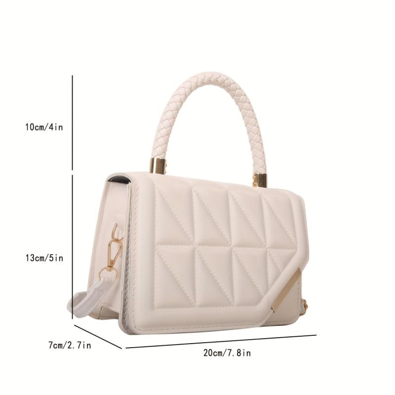 Argyle Quilted Square Handbag Crossbody Bag Top Handle Flap Purse