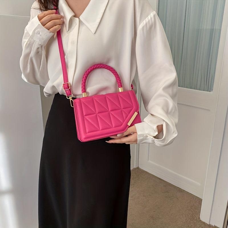 Argyle Quilted Square Handbag Crossbody Bag Top Handle Flap Purse
