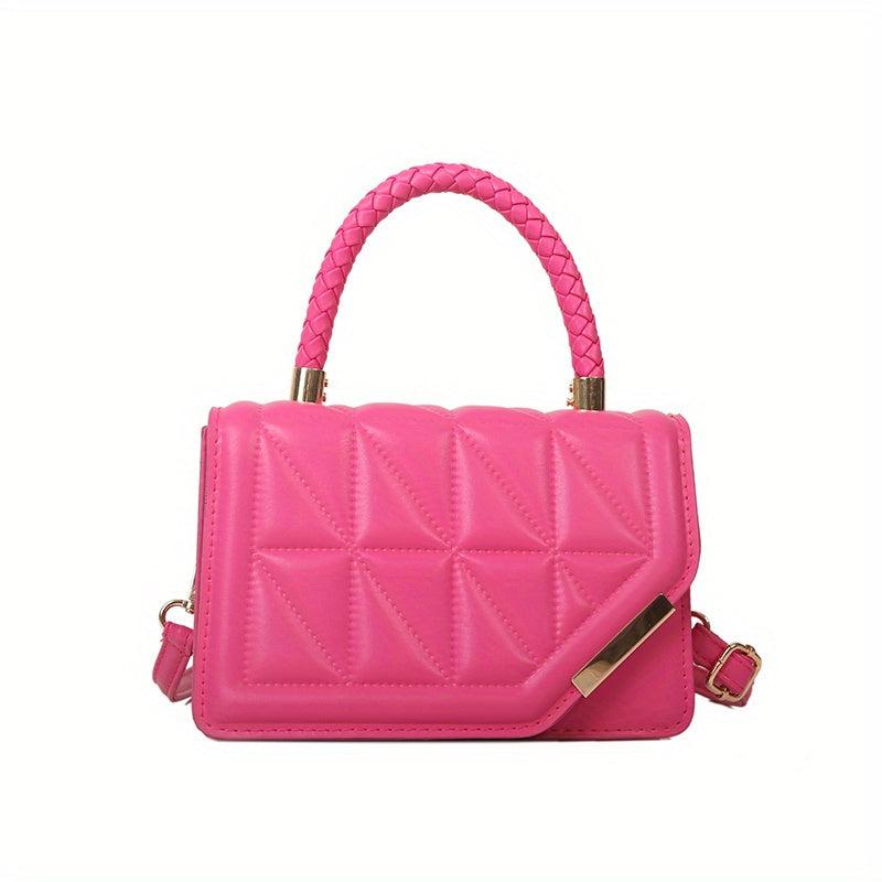 Argyle Quilted Square Handbag Crossbody Bag Top Handle Flap Purse