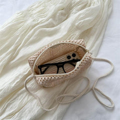 Straw Square Shoulder Bag Solid Woven Crossbody Bag