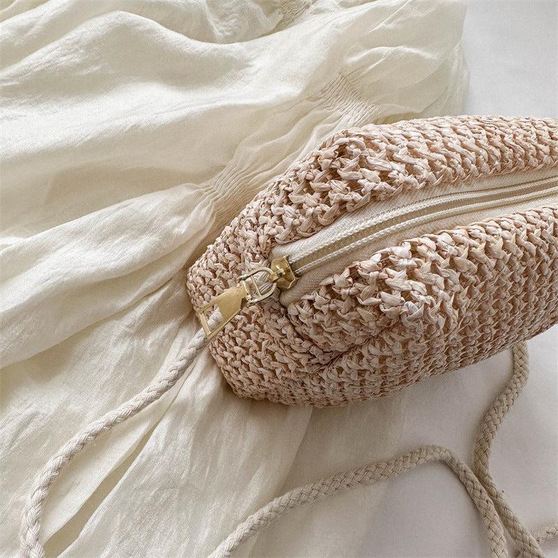 Straw Square Shoulder Bag Solid Woven Crossbody Bag