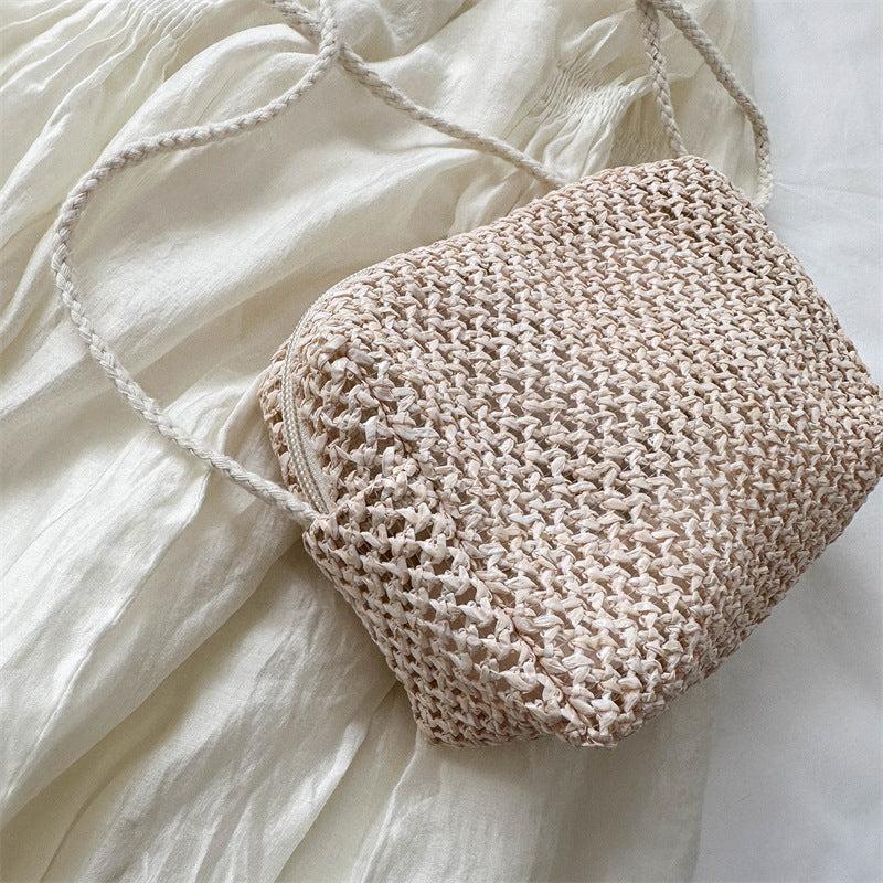 Straw Square Shoulder Bag Solid Woven Crossbody Bag