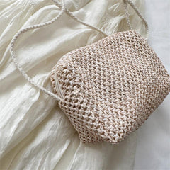 Straw Square Shoulder Bag Solid Woven Crossbody Bag