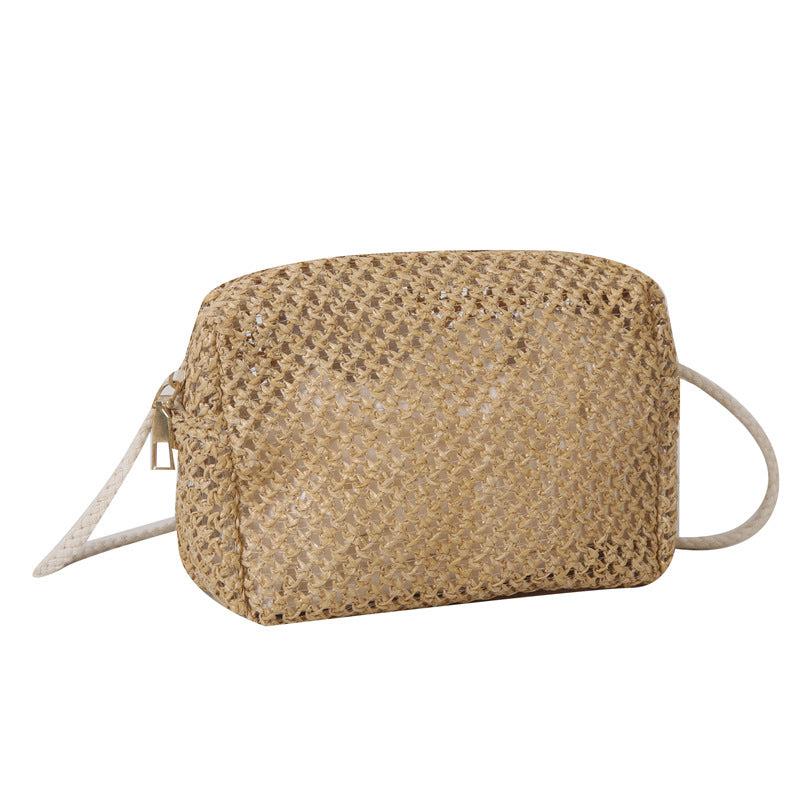 Straw Square Shoulder Bag Solid Woven Crossbody Bag