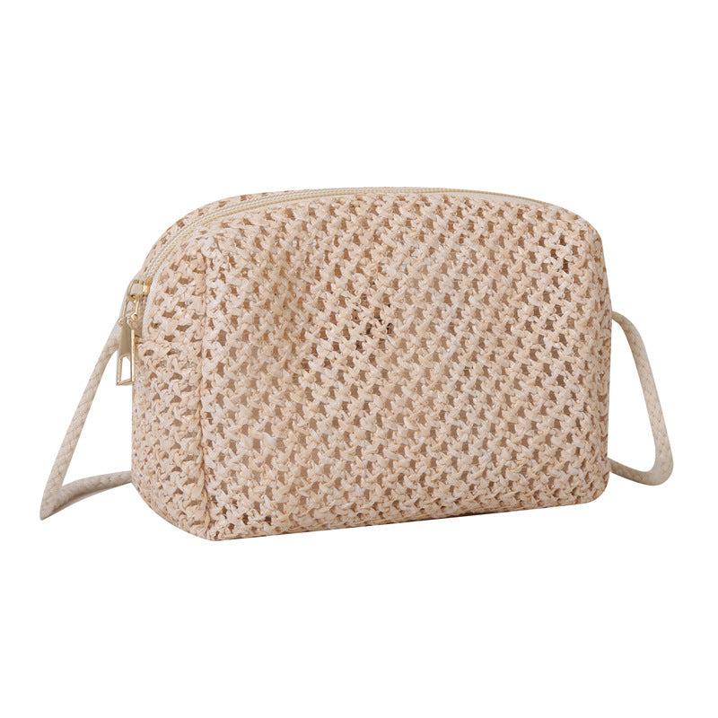 Straw Square Shoulder Bag Solid Woven Crossbody Bag