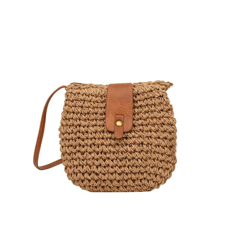 Boho Straw Crossbody Bag Summer Woven Beach Bag Retro Style Shoulder Bag