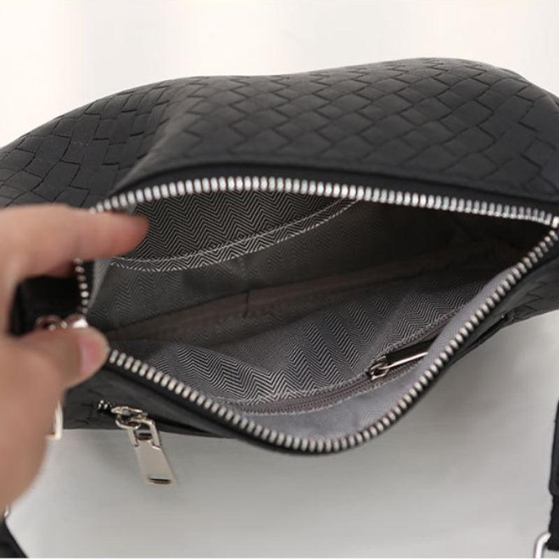 Stylish Woven Crossbody Bag PU Shoulder Handbag