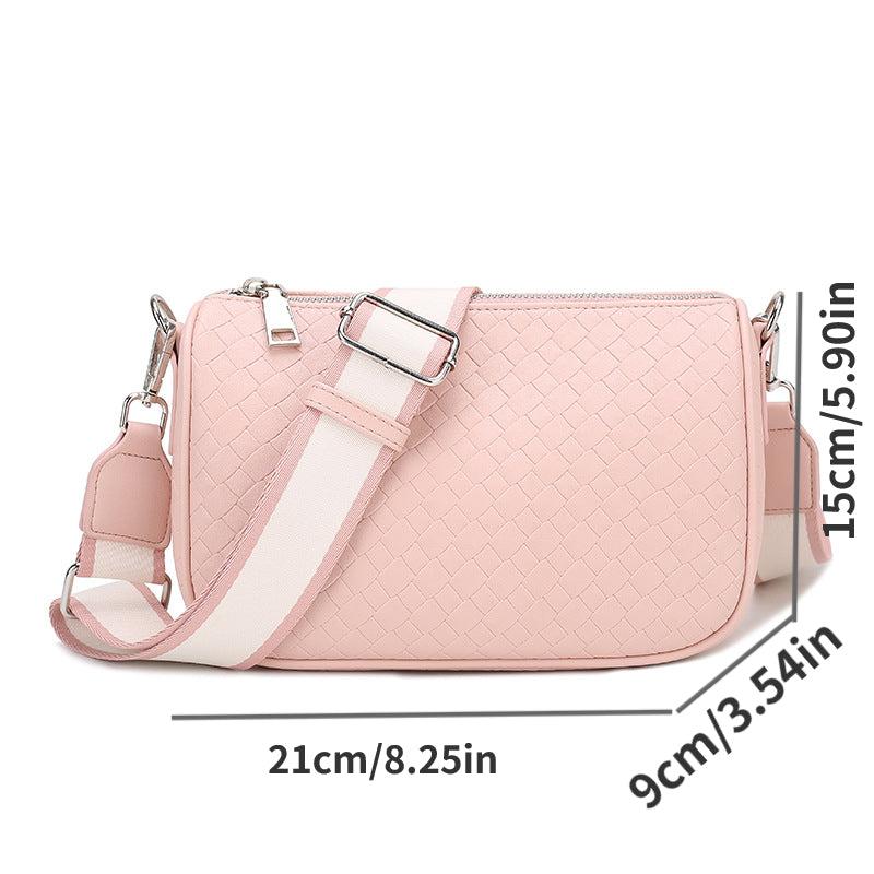 Stylish Woven Crossbody Bag PU Shoulder Handbag