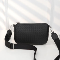 Stylish Woven Crossbody Bag PU Shoulder Handbag