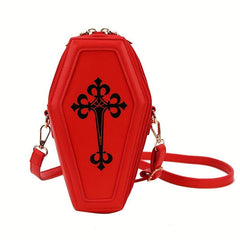 Gothic Coffin Crossbody Bag Y2K Style Skull Ghost Cosplay Halloween Handbag