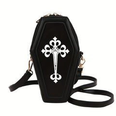 Gothic Coffin Crossbody Bag Y2K Style Skull Ghost Cosplay Halloween Handbag