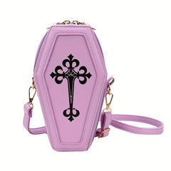 Gothic Coffin Crossbody Bag Y2K Style Skull Ghost Cosplay Halloween Handbag