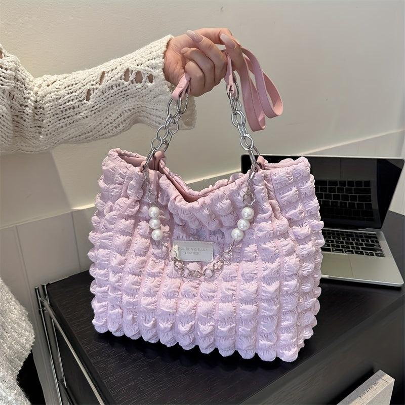 Cloud Pleated Shoulder Bag Large Capacity Hobo Bag Women's Soft Handbag & Purse