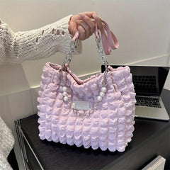 Cloud Pleated Shoulder Bag Large Capacity Hobo Bag Women's Soft Handbag & Purse