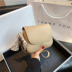 Mini Contrast Crossbody Bag Vegan Leather Square Purse Scarf Shoulder Bag