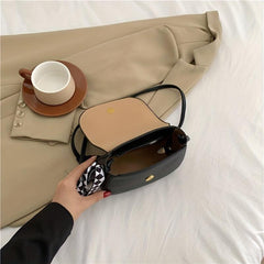 Mini Contrast Crossbody Bag Vegan Leather Square Purse Scarf Shoulder Bag