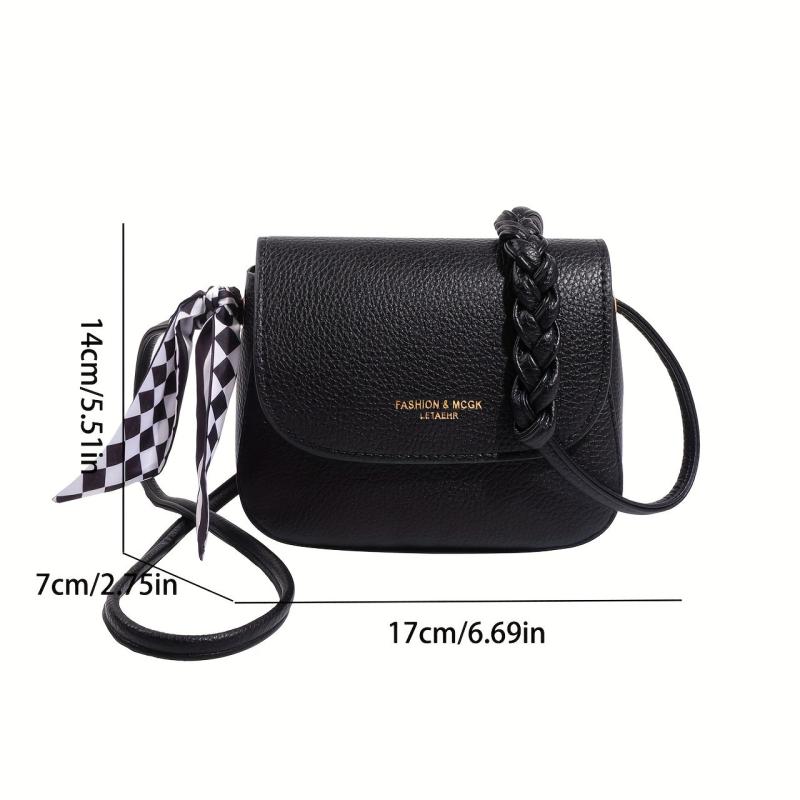 Mini Contrast Crossbody Bag Vegan Leather Square Purse Scarf Shoulder Bag